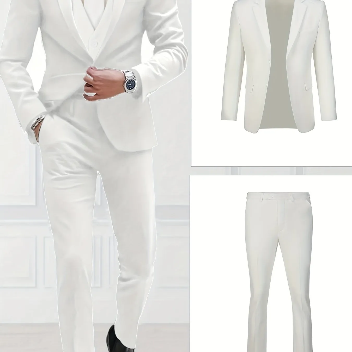 [Slim Fit Suit Set] 2pcs Pyiuhs Men's Suit Set - Solid Color Slim Fit Single Breasted Jacket Pants Set - Suitable For Parties, Weddings, Dances, Business