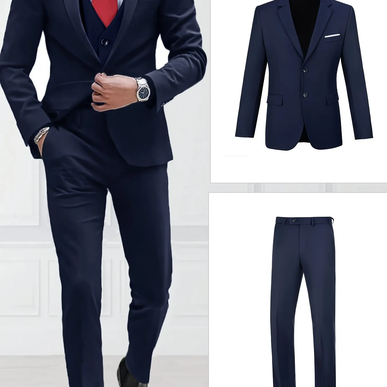 [Slim Fit Suit Set] 2pcs Pyiuhs Men's Suit Set - Solid Color Slim Fit Single Breasted Jacket Pants Set - Suitable For Parties, Weddings, Dances, Business