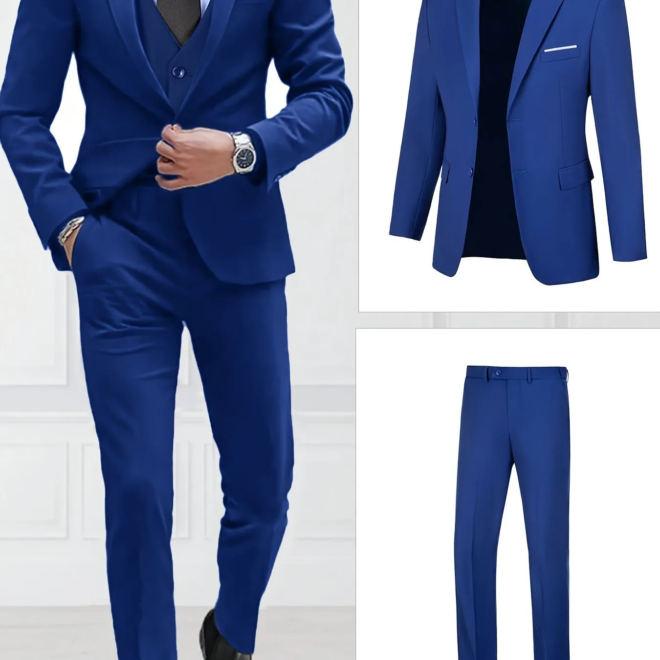 [Slim Fit Suit Set] 2pcs Pyiuhs Men's Suit Set - Solid Color Slim Fit Single Breasted Jacket Pants Set - Suitable For Parties, Weddings, Dances, Business