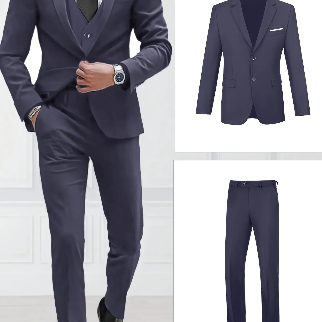 [Slim Fit Suit Set] 2pcs Pyiuhs Men's Suit Set - Solid Color Slim Fit Single Breasted Jacket Pants Set - Suitable For Parties, Weddings, Dances, Business