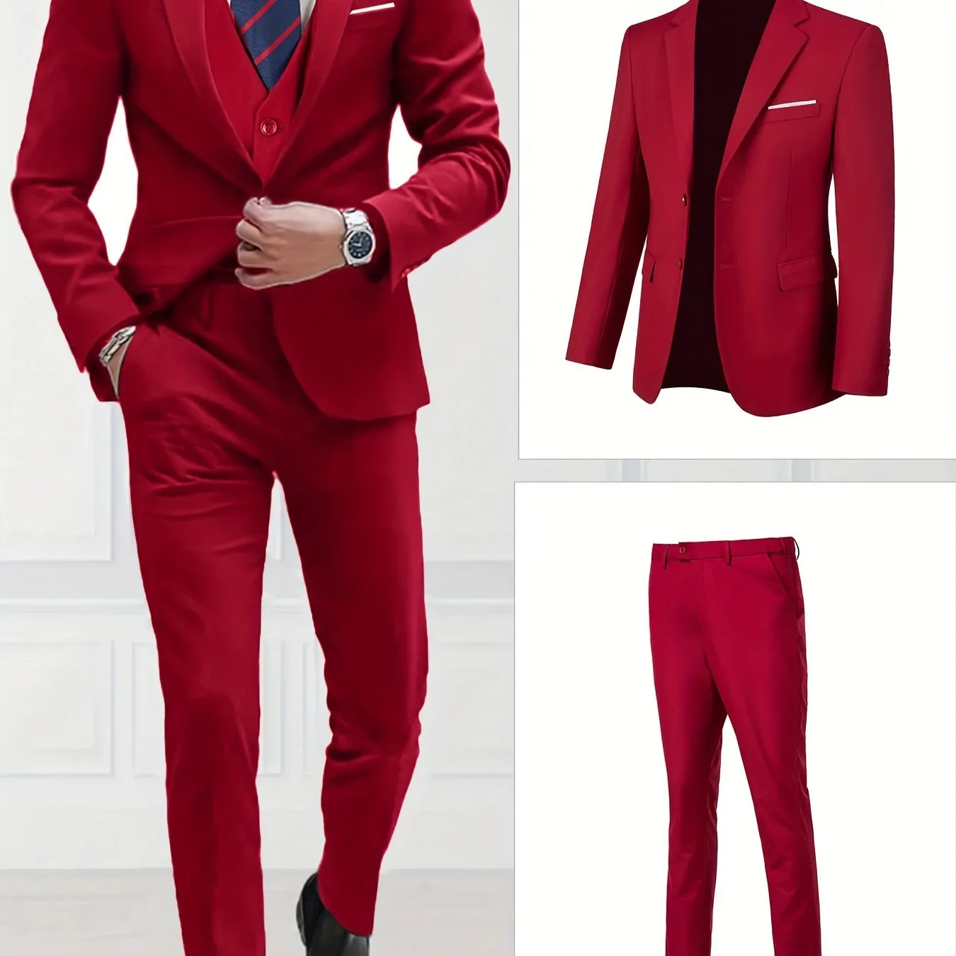 [Slim Fit Suit Set] 2pcs Pyiuhs Men's Suit Set - Solid Color Slim Fit Single Breasted Jacket Pants Set - Suitable For Parties, Weddings, Dances, Business