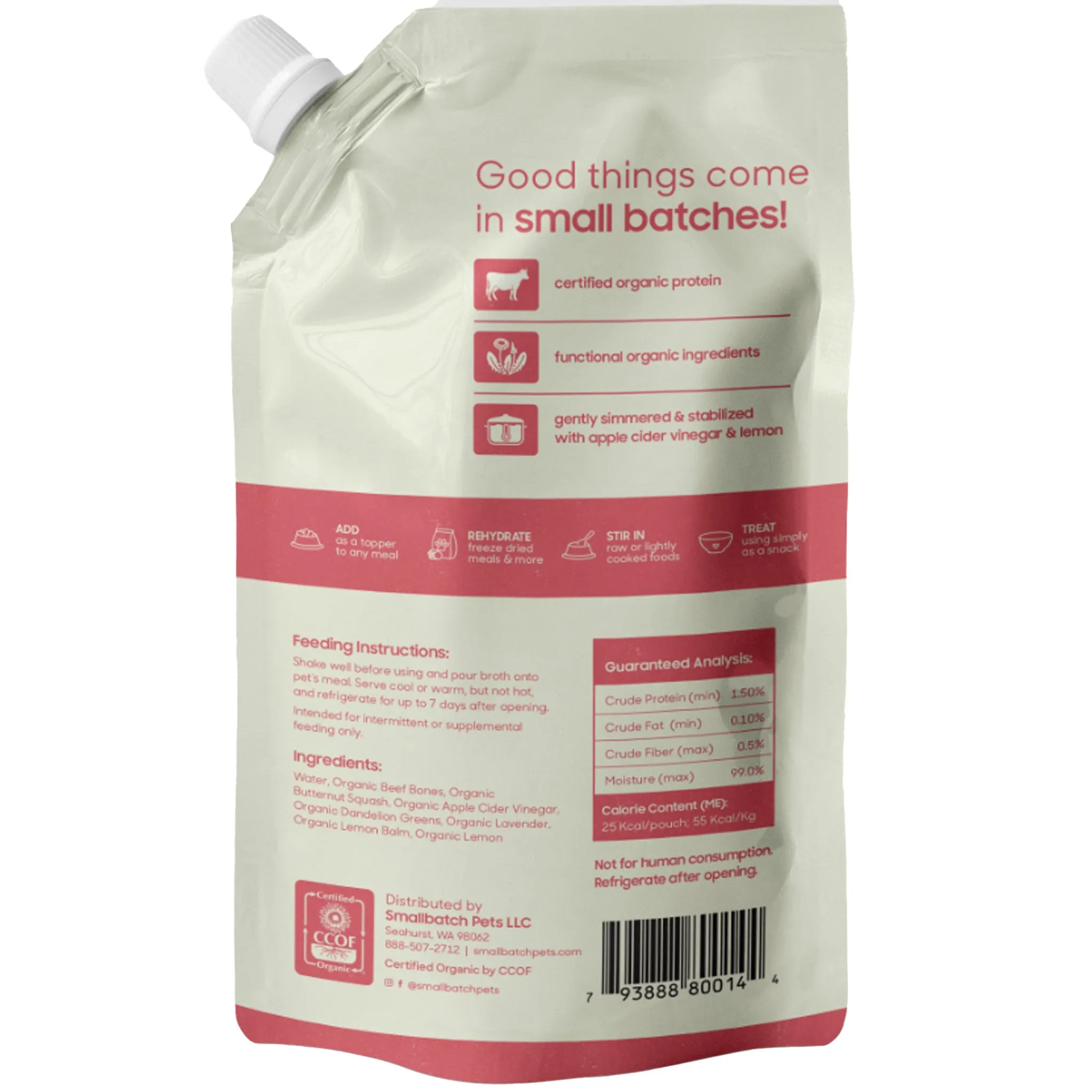 Small Batch Bone Broth Dog Beef 16 oz