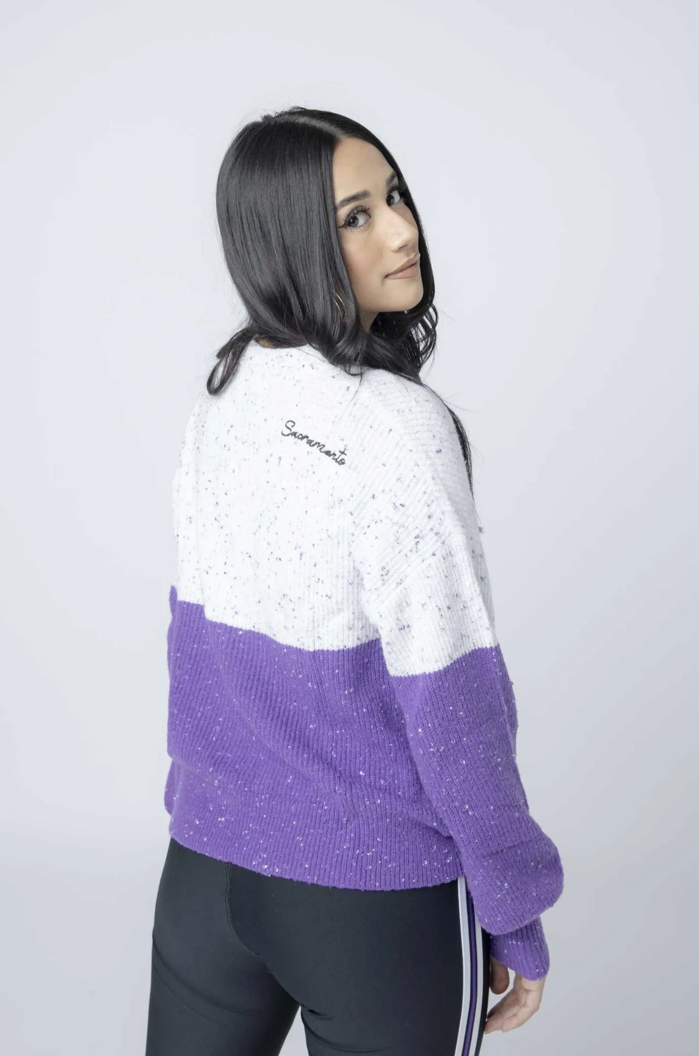 Speckled Color Block Knitted Sweater