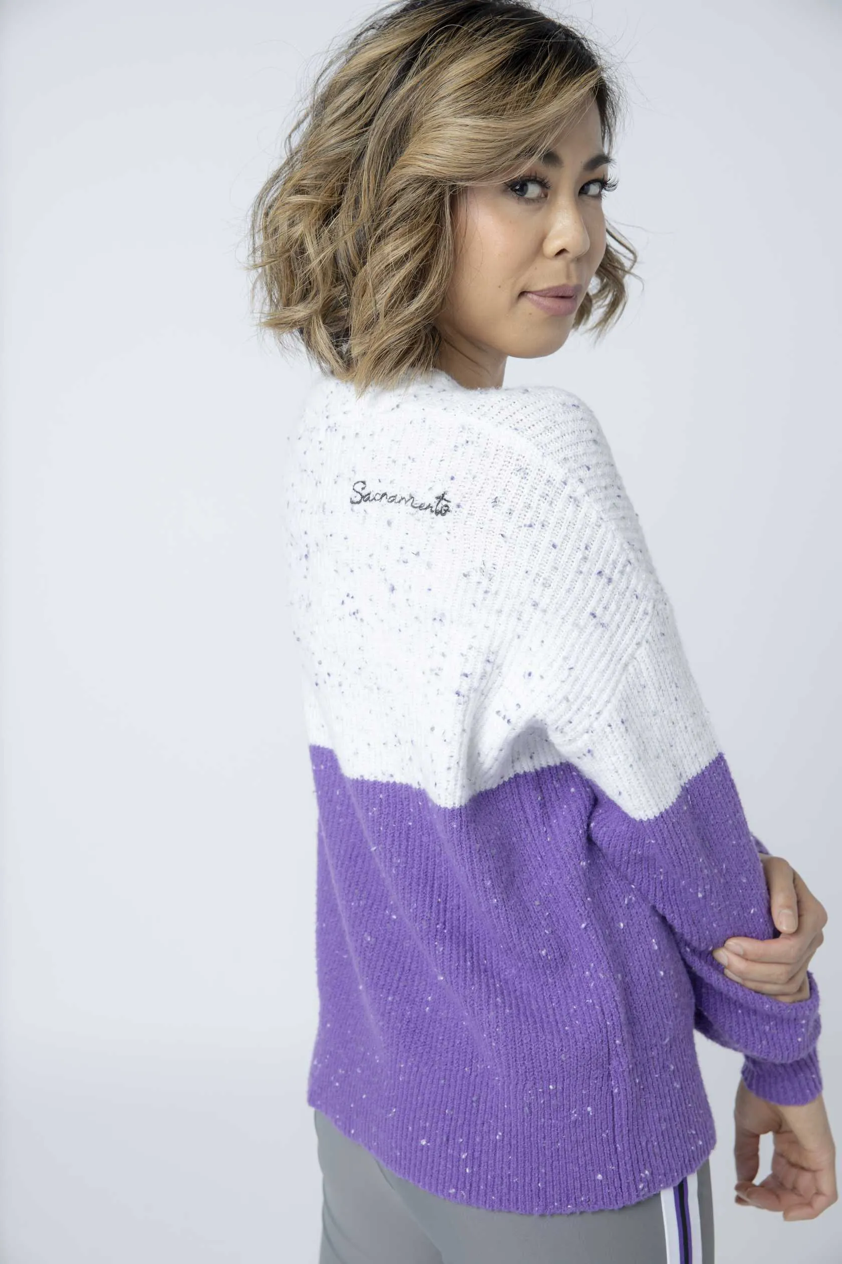 Speckled Color Block Knitted Sweater