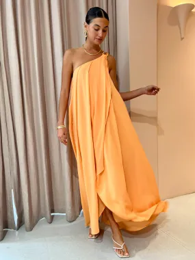 Suboo Aura One Shoulder Chain Maxi Dress in Melon