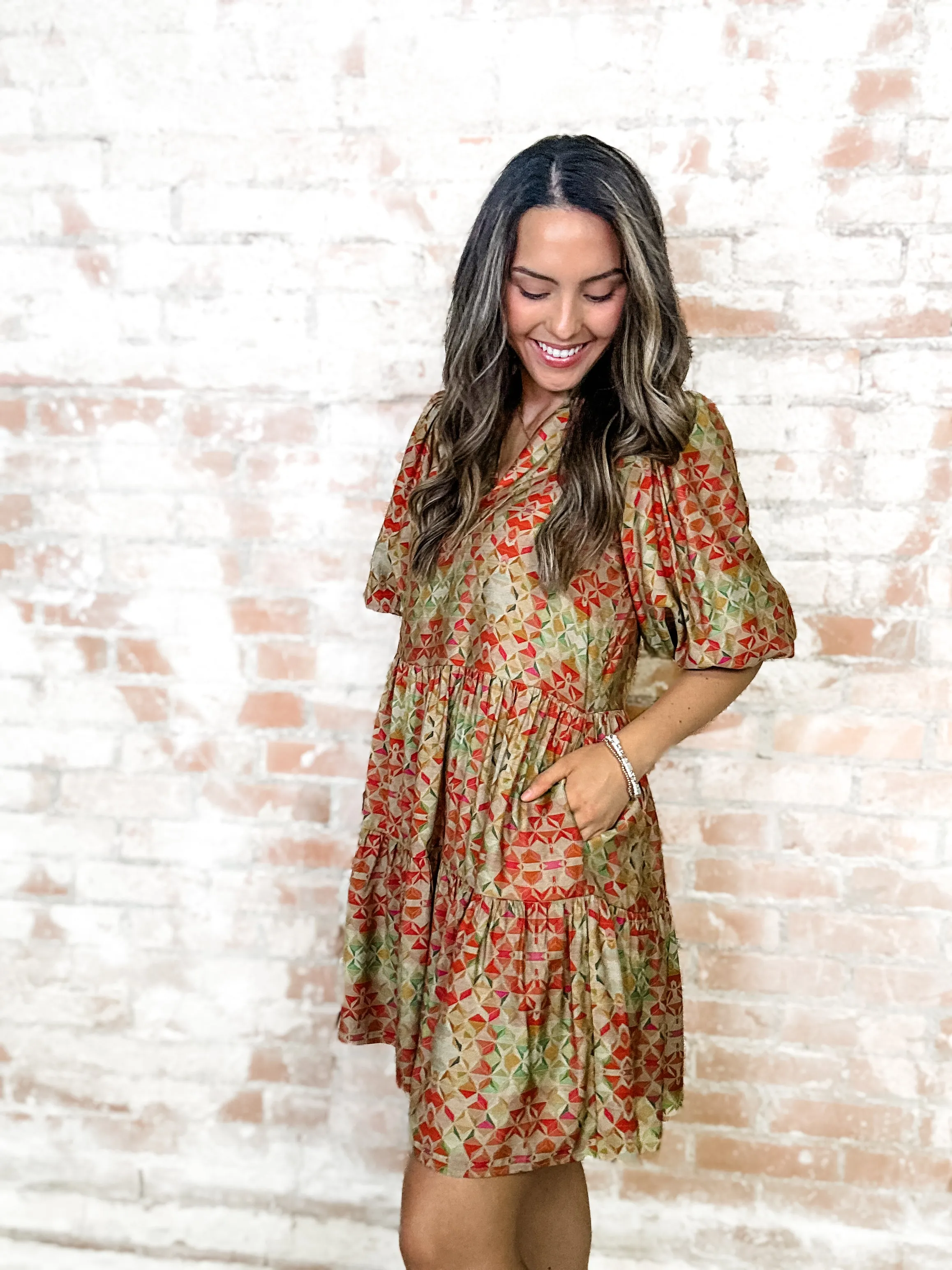 THML Debra Geo Print Dress - FINAL SALE