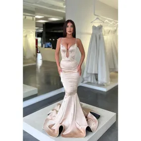 Trumpet/Mermaid Straps Satin Sleeveless Prom Dress