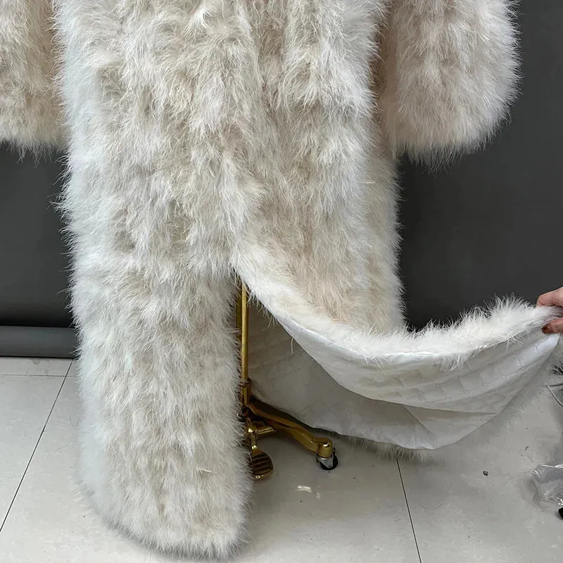 Turkey Feather Long Coat