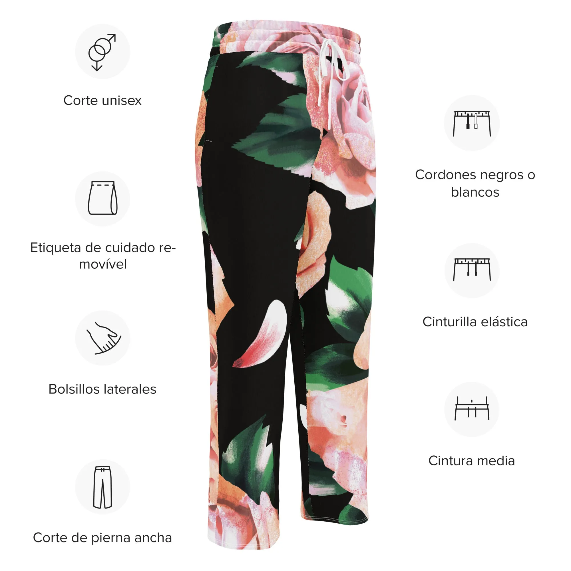 Valentines Day Wide Leg Joggers - Flower (Glamourange Valentine Day Gifts Wide Leg Joggers - Design 004)