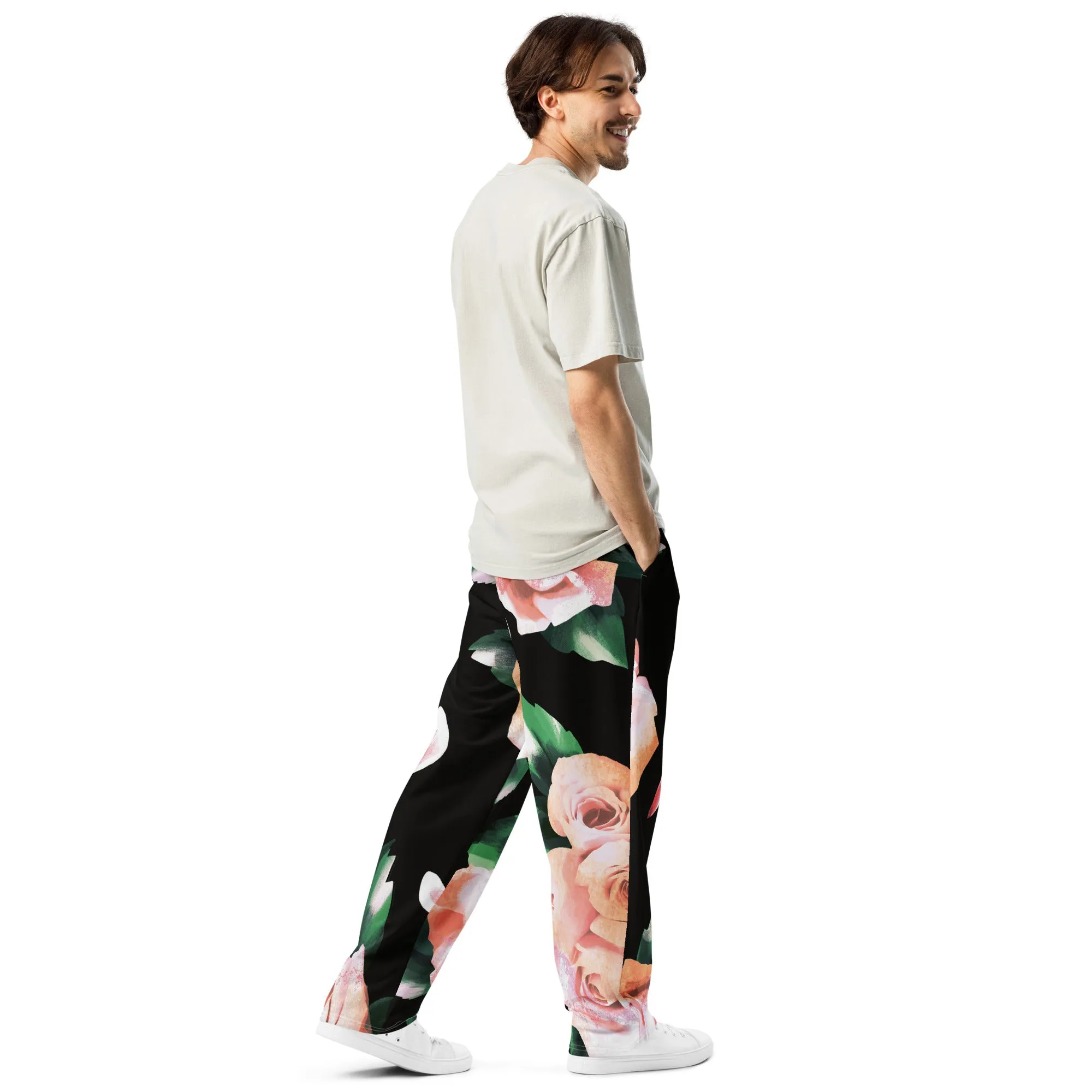 Valentines Day Wide Leg Joggers - Flower (Glamourange Valentine Day Gifts Wide Leg Joggers - Design 004)