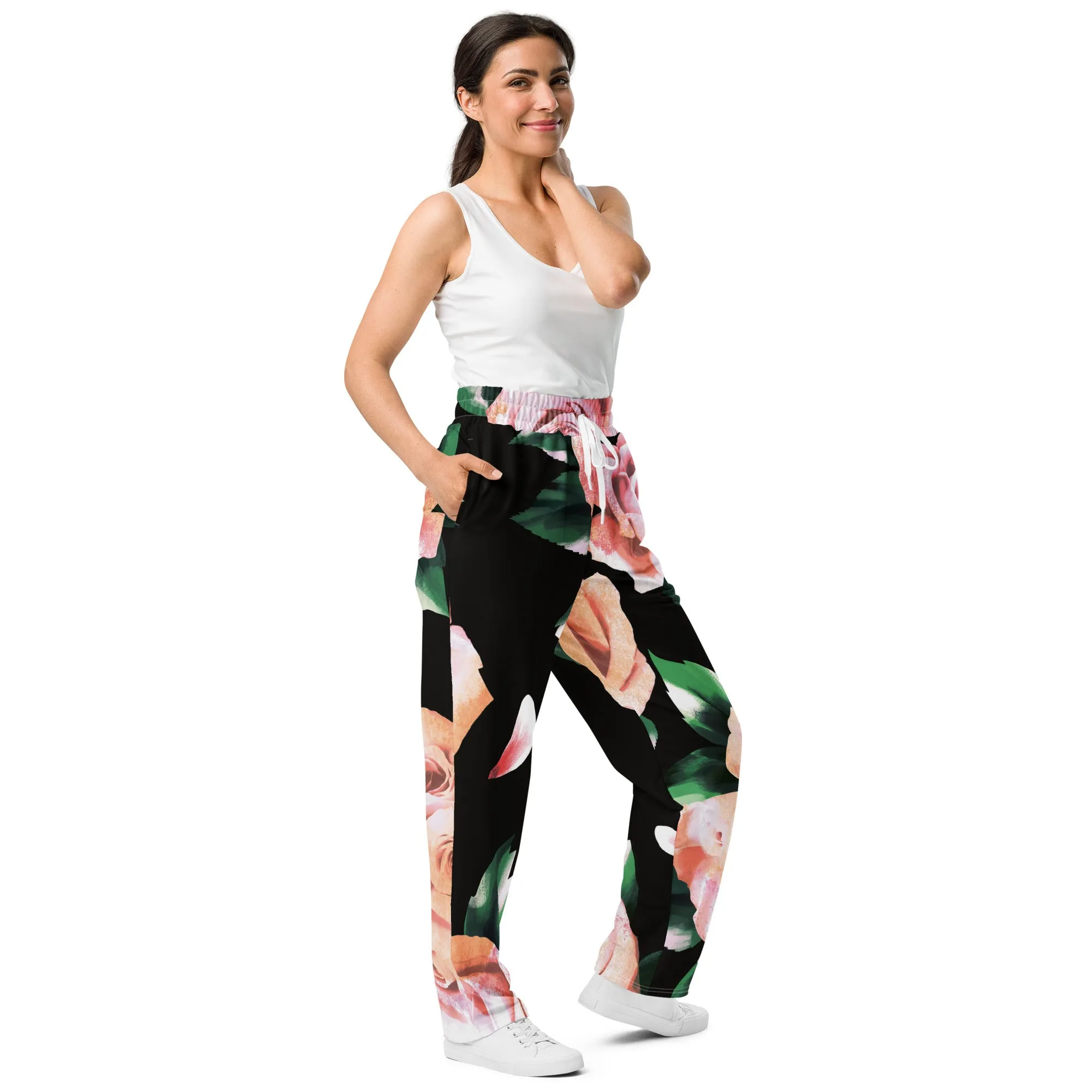 Valentines Day Wide Leg Joggers - Flower (Glamourange Valentine Day Gifts Wide Leg Joggers - Design 004)