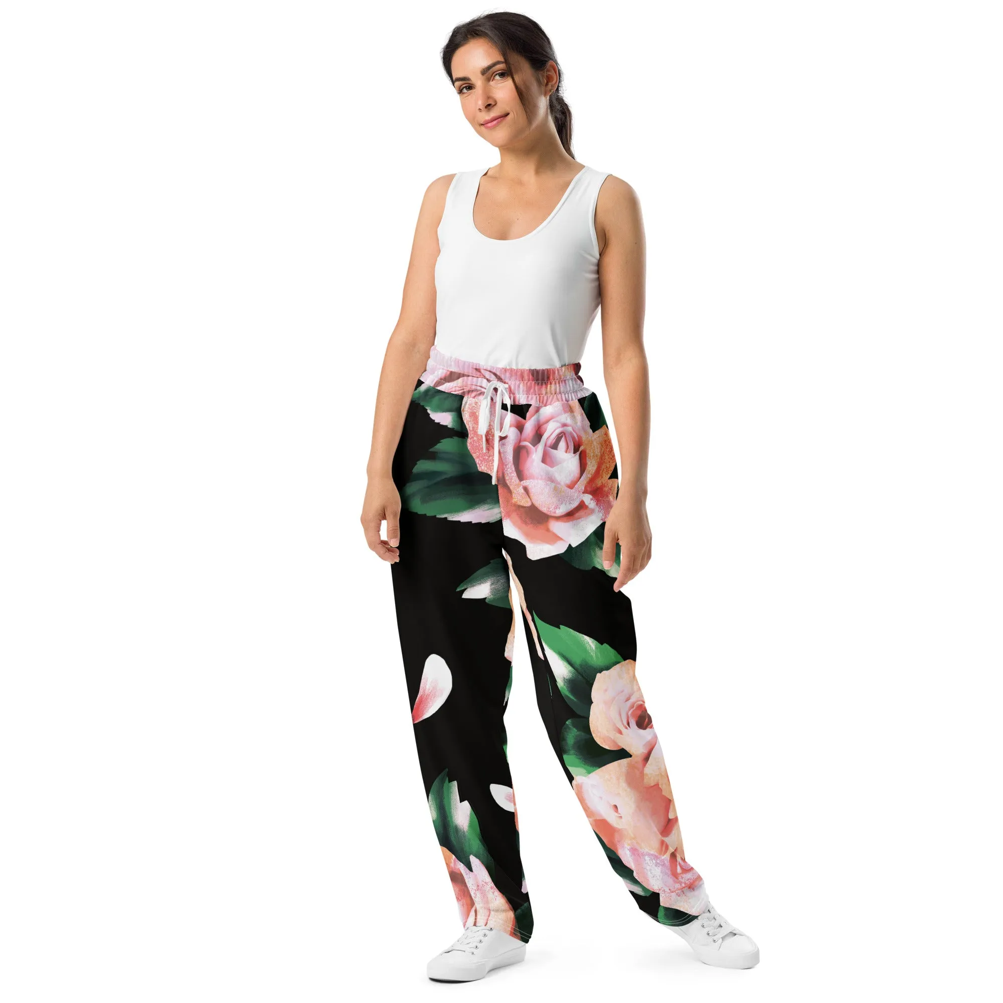Valentines Day Wide Leg Joggers - Flower (Glamourange Valentine Day Gifts Wide Leg Joggers - Design 004)