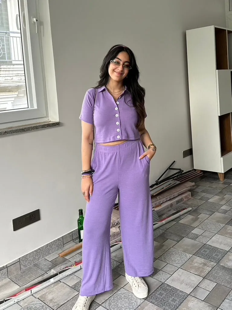 Very Peri Boxer Shirt Co-ord