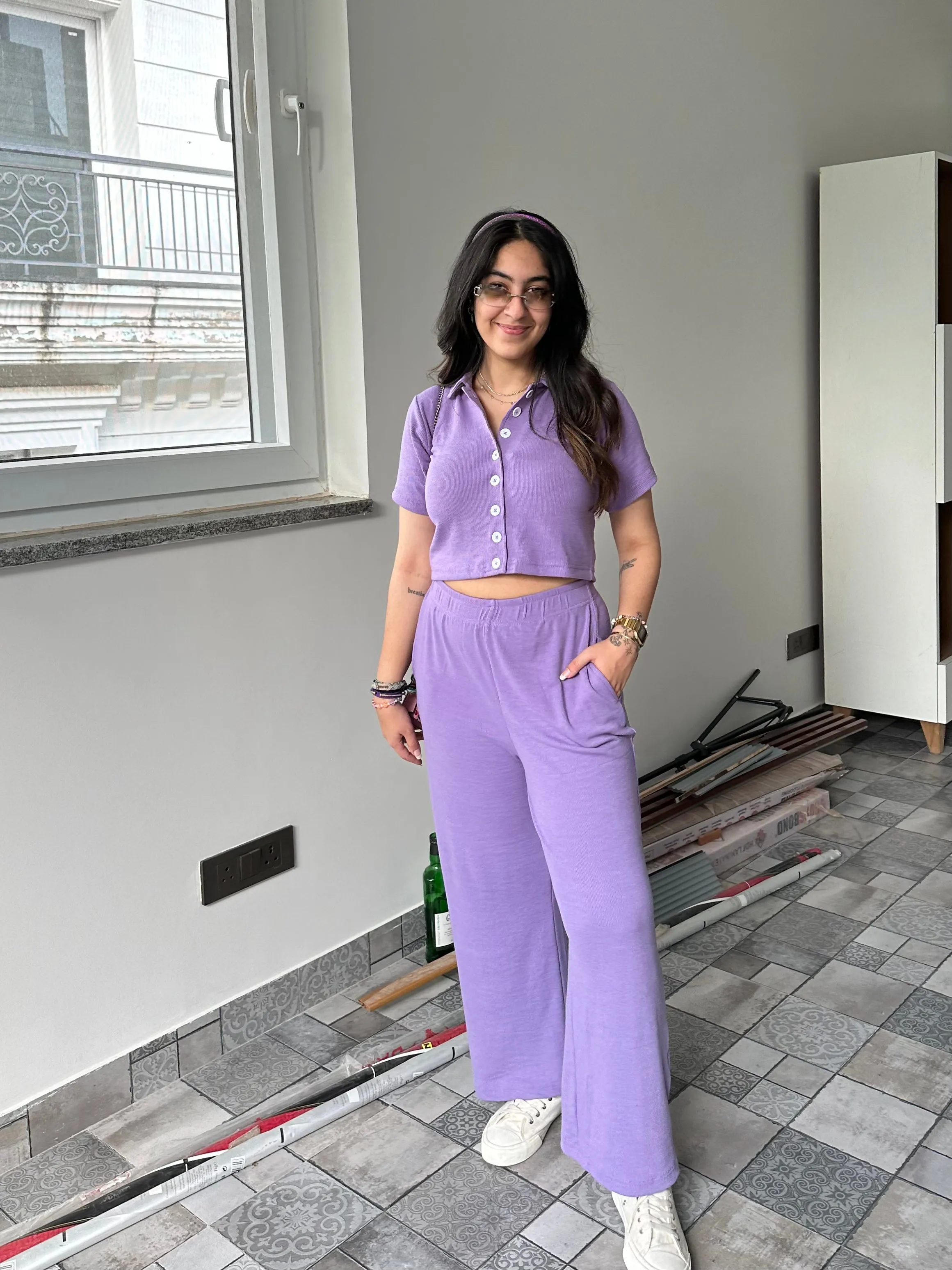Very Peri Boxer Shirt Co-ord