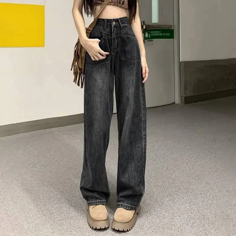 Vinatge High Waist Straight Jeans