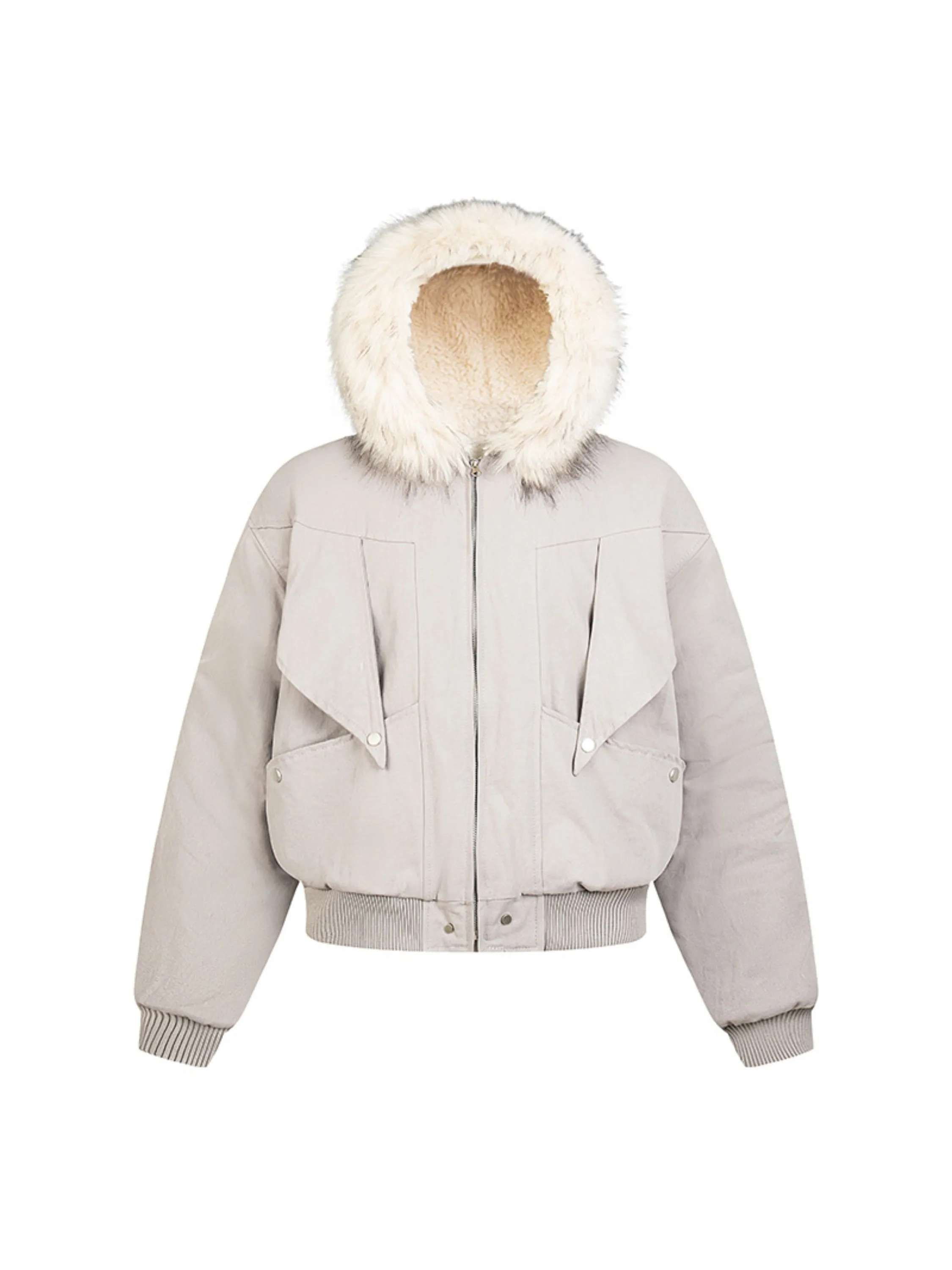 Vintage Button Fur Collar Coat