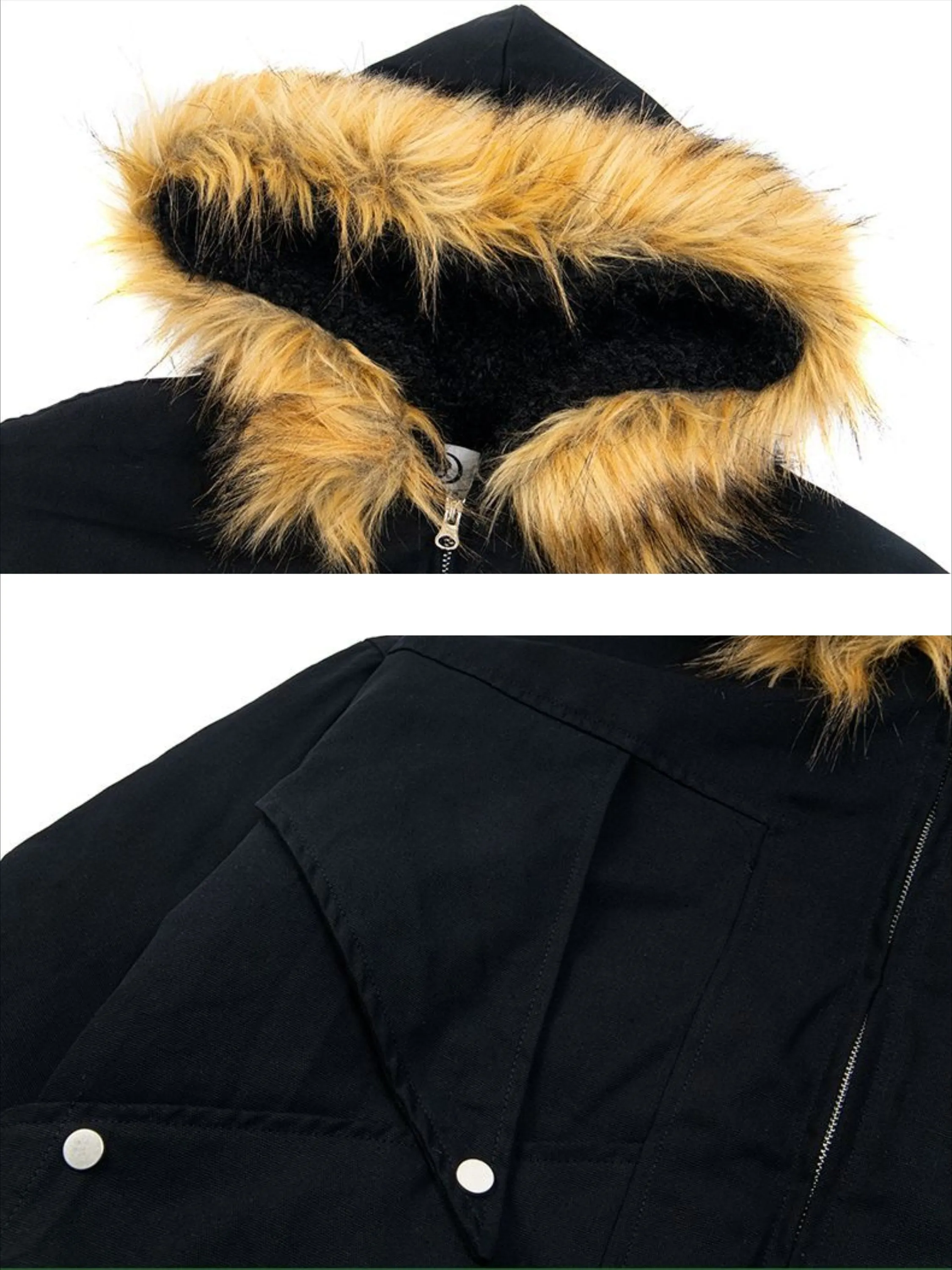 Vintage Button Fur Collar Coat