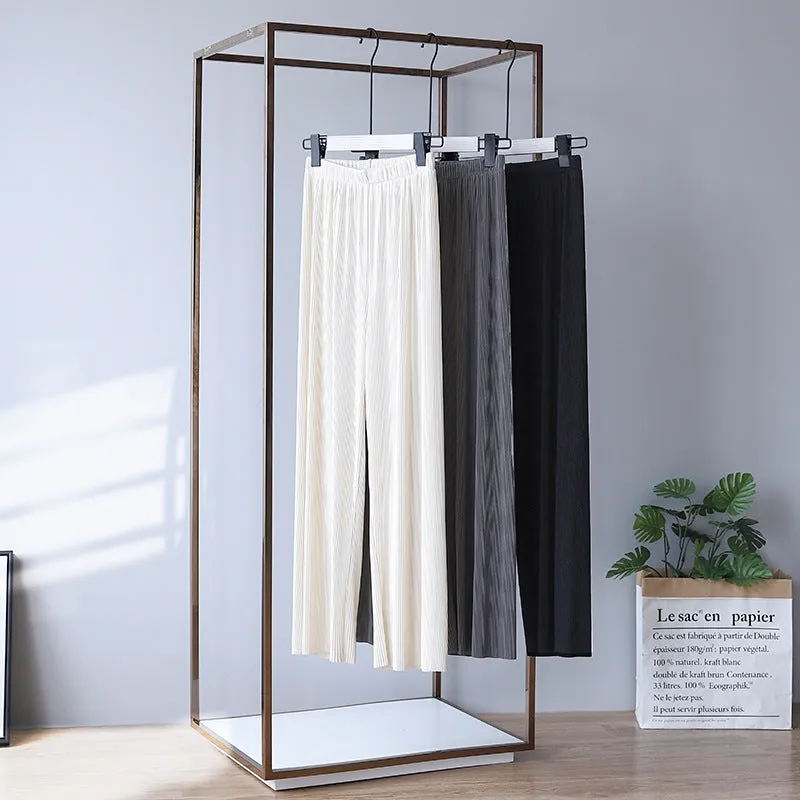 Wide Leg Pants Women Summer High Waist Drape Loose Floor Length Long Thin Ice Silk Straight Jeans Pants