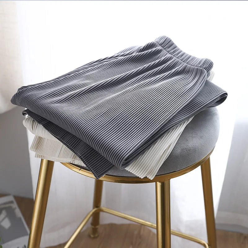 Wide Leg Pants Women Summer High Waist Drape Loose Floor Length Long Thin Ice Silk Straight Jeans Pants