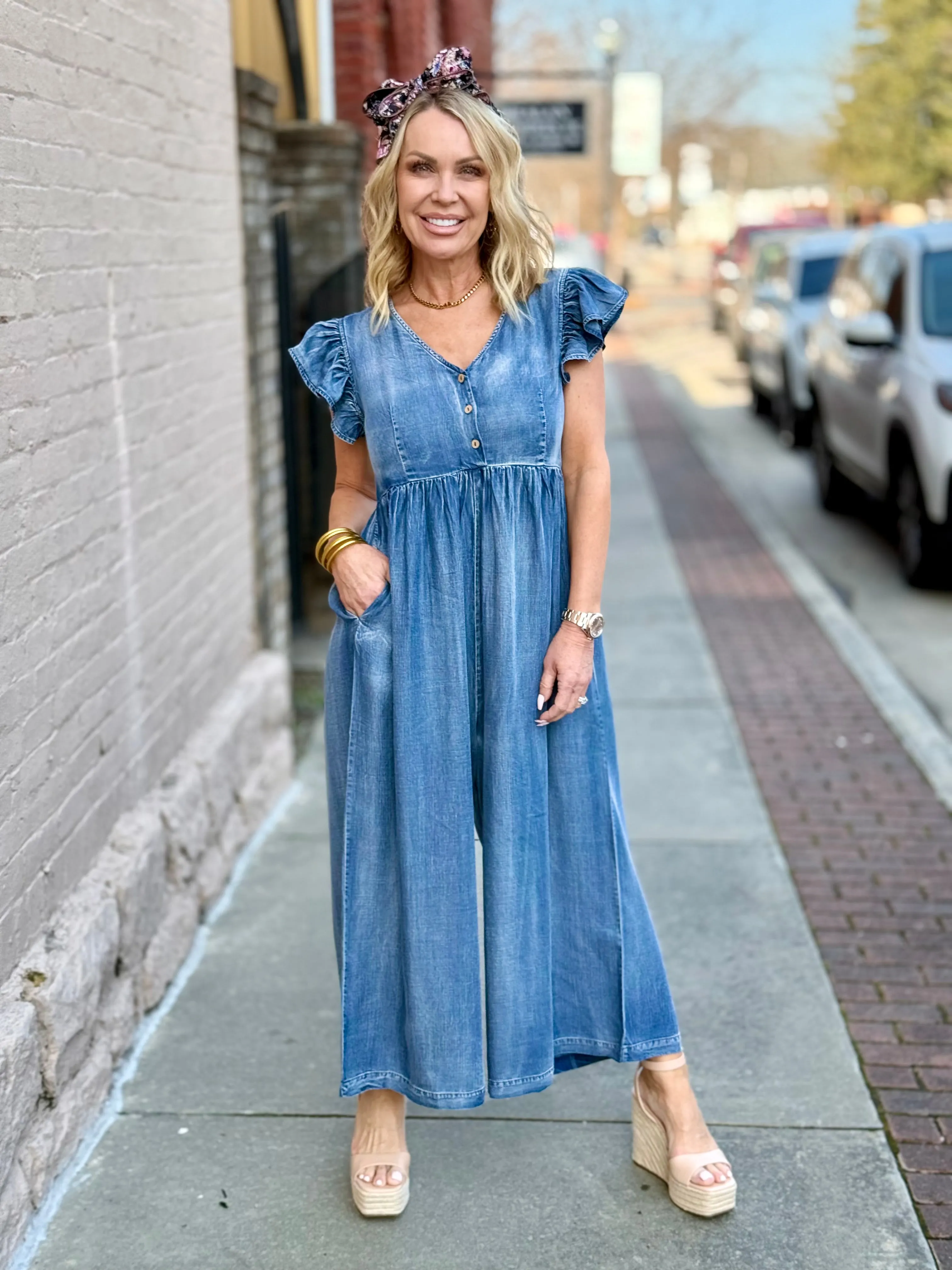Wide Leg Tencel Jumpsuit
