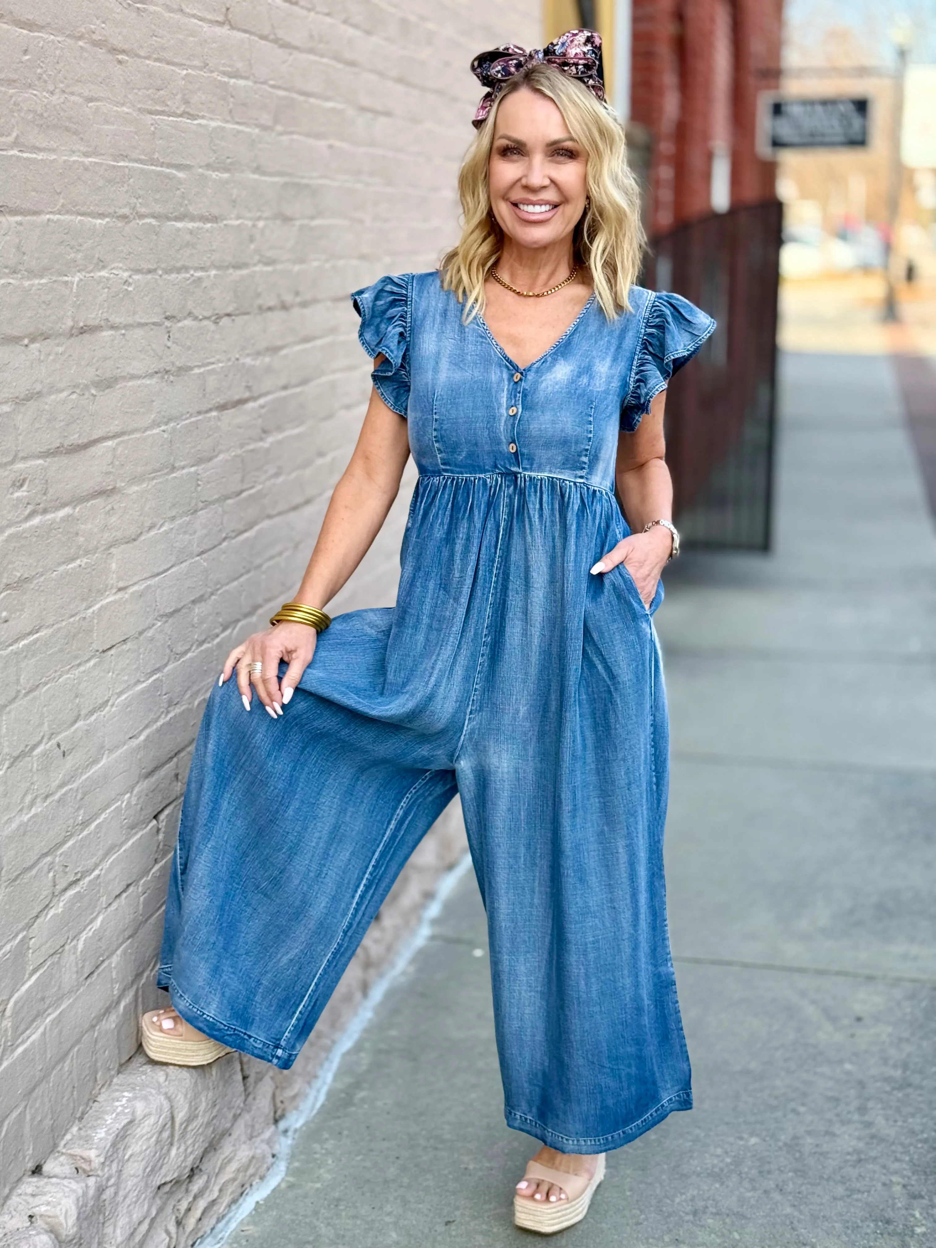 Wide Leg Tencel Jumpsuit