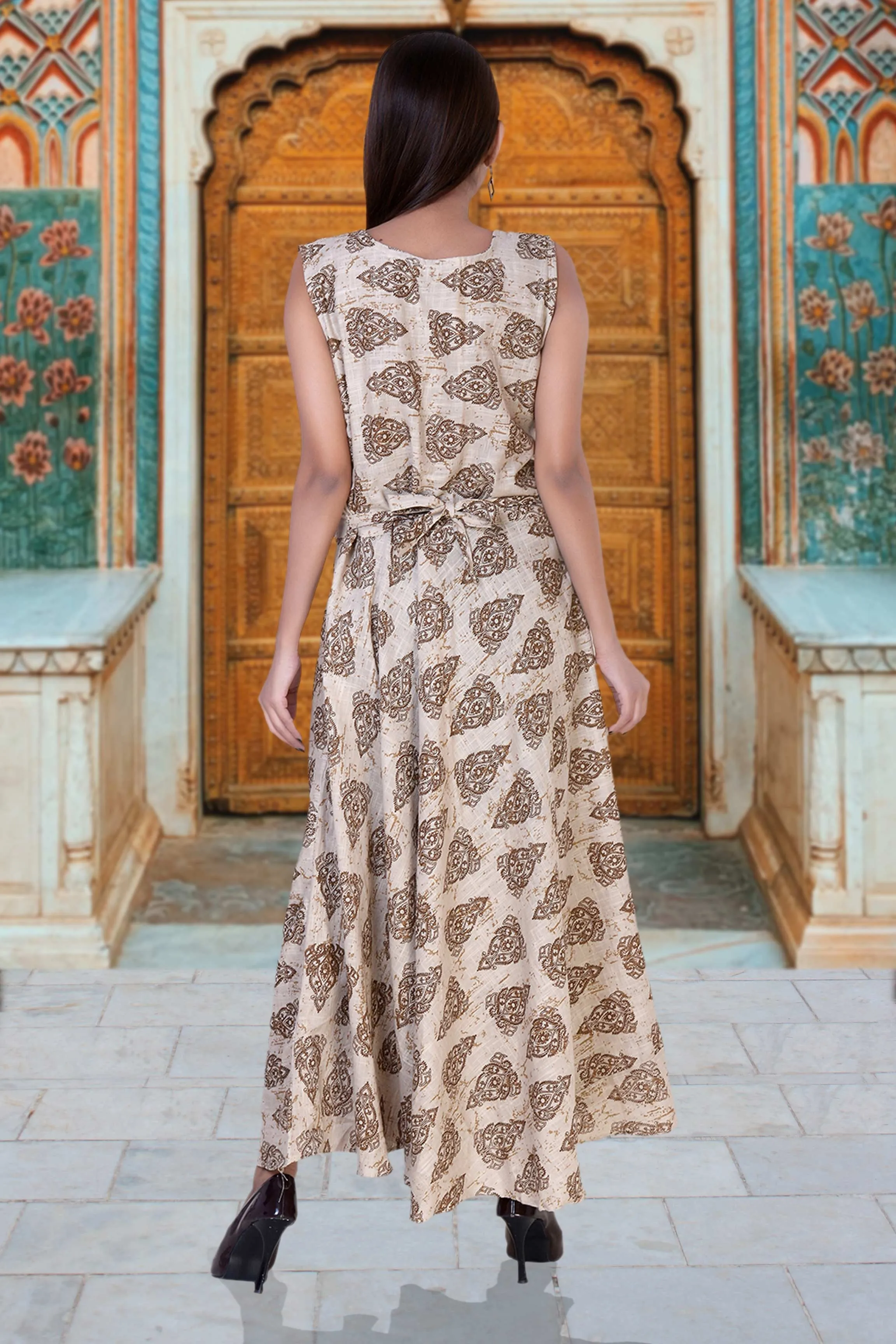 Women Cotton Printed Maxi Long Dress