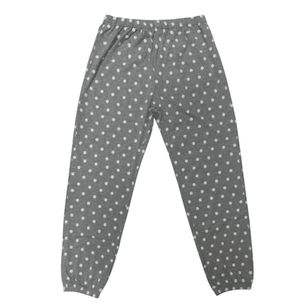 Women Long Pant Grey Polka Dot