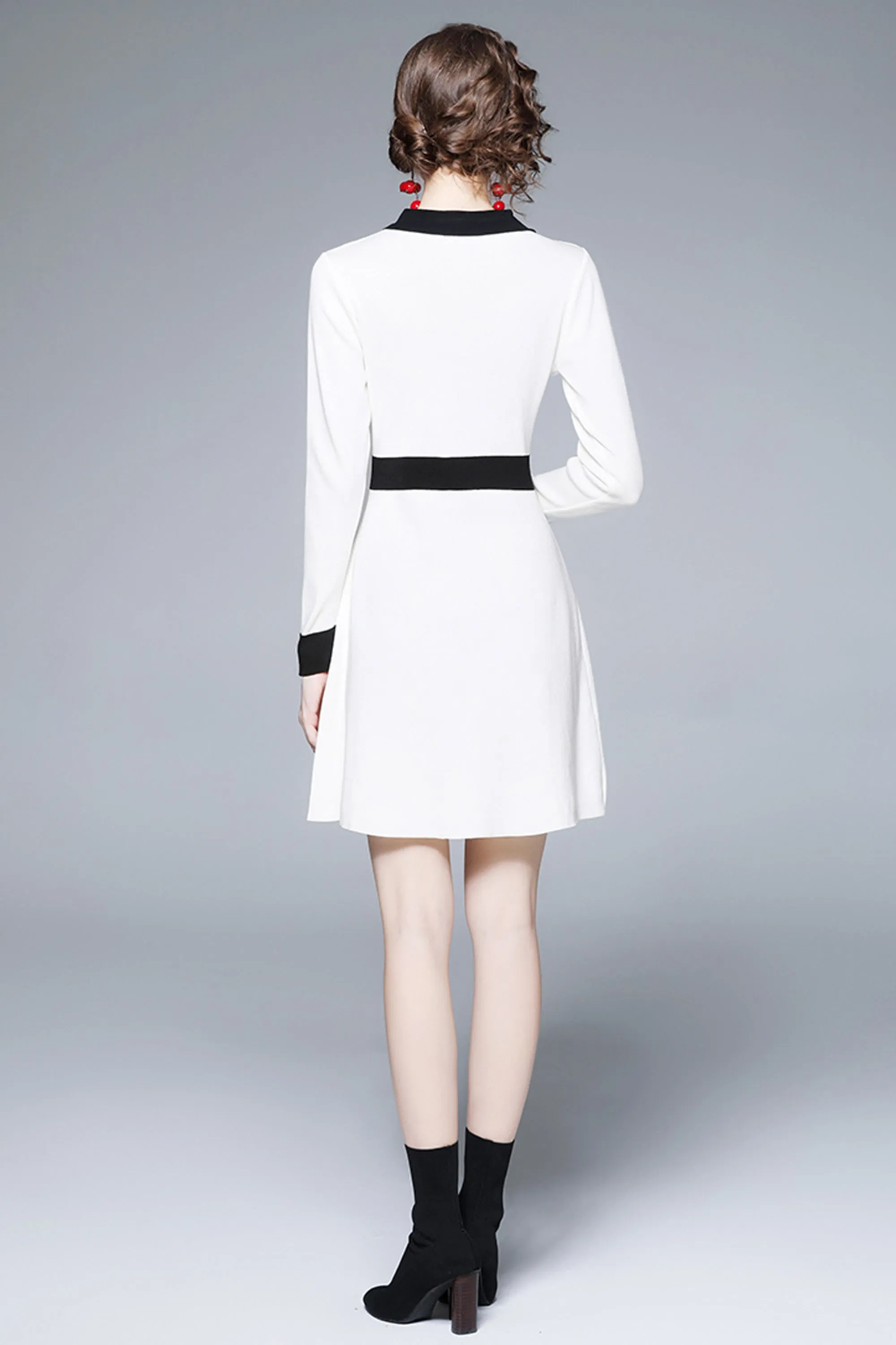 Women's Elegant Knit Button Mini Dress