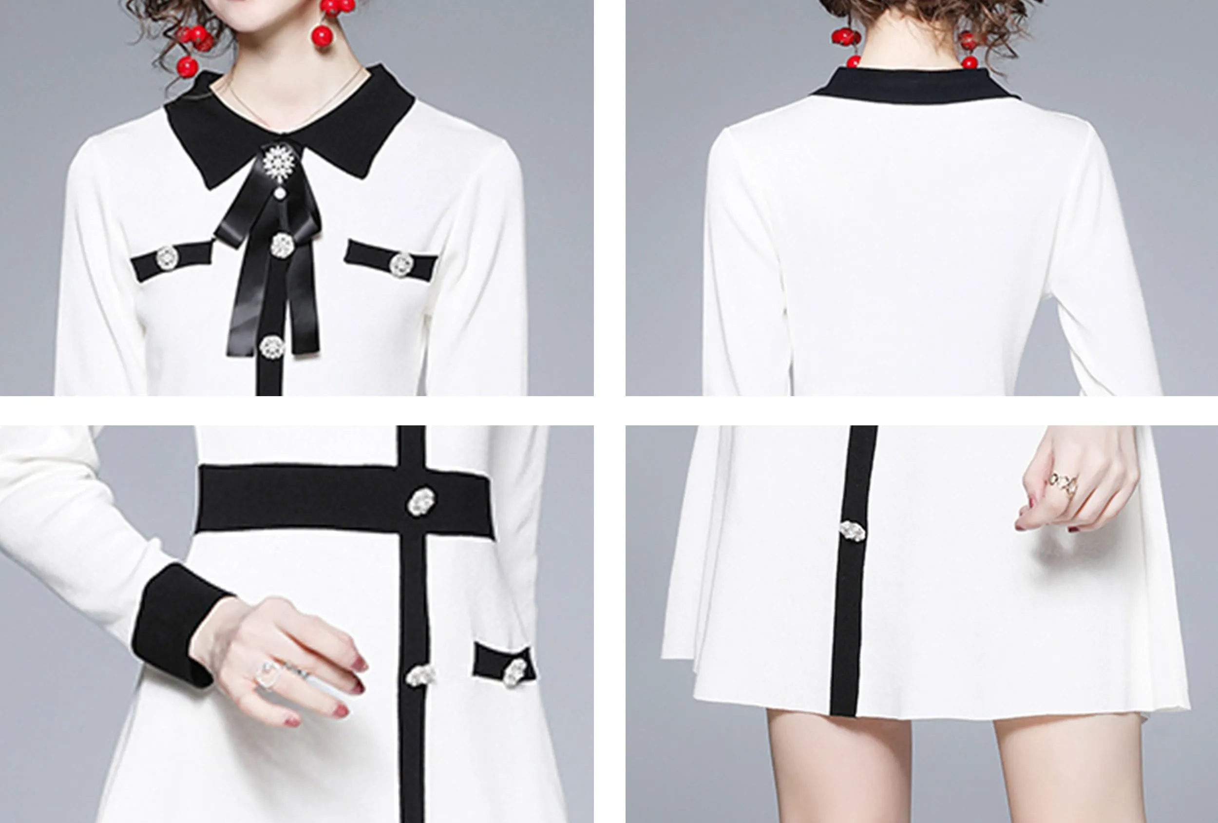 Women's Elegant Knit Button Mini Dress