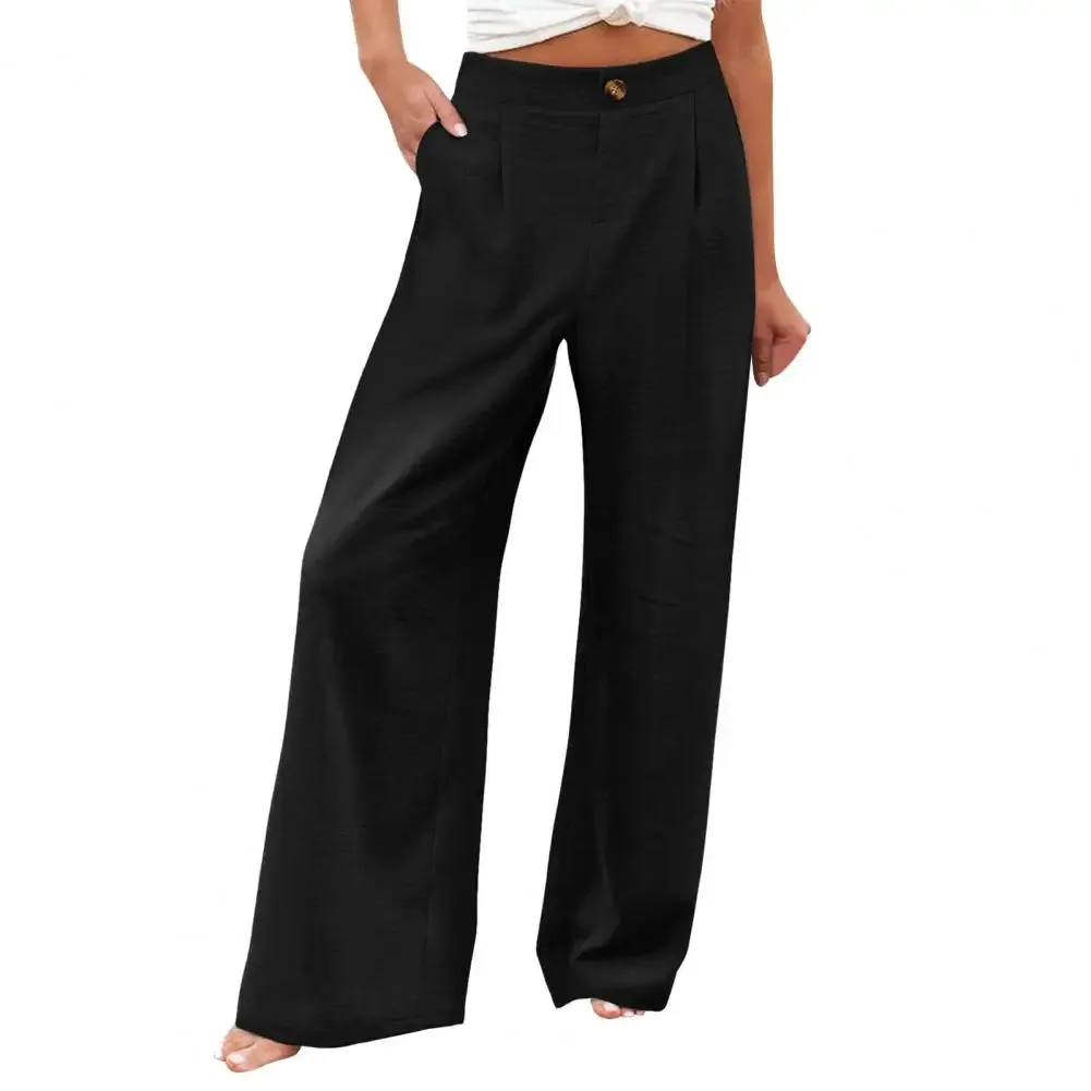 Women's High-Waist Wide Leg Pants with Pockets - Casual Streetwear Fashion