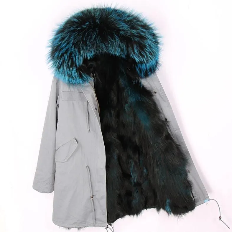 Women's Winter Casual Hooded Thick Long Parka With Fox Fur