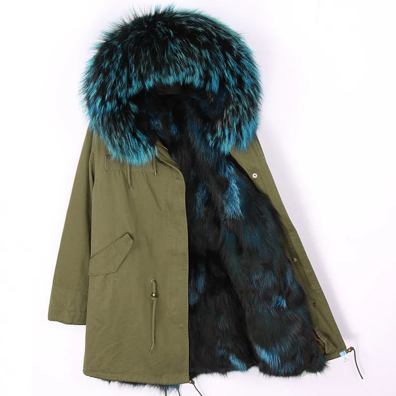 Women's Winter Casual Hooded Thick Long Parka With Fox Fur