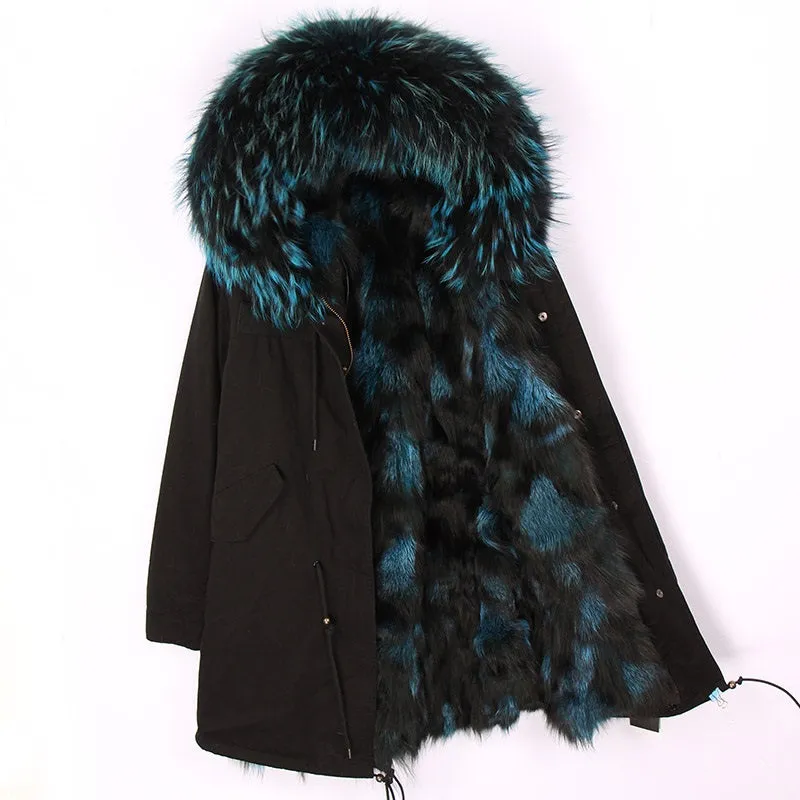 Women's Winter Casual Hooded Thick Long Parka With Fox Fur
