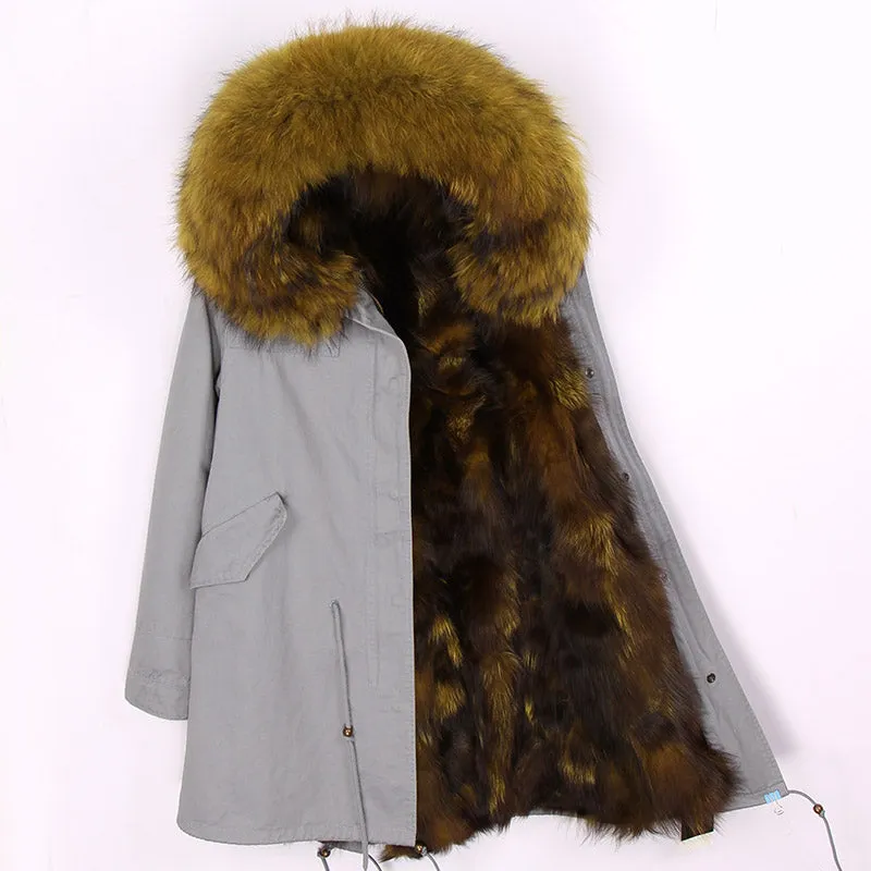 Women's Winter Casual Hooded Thick Long Parka With Fox Fur