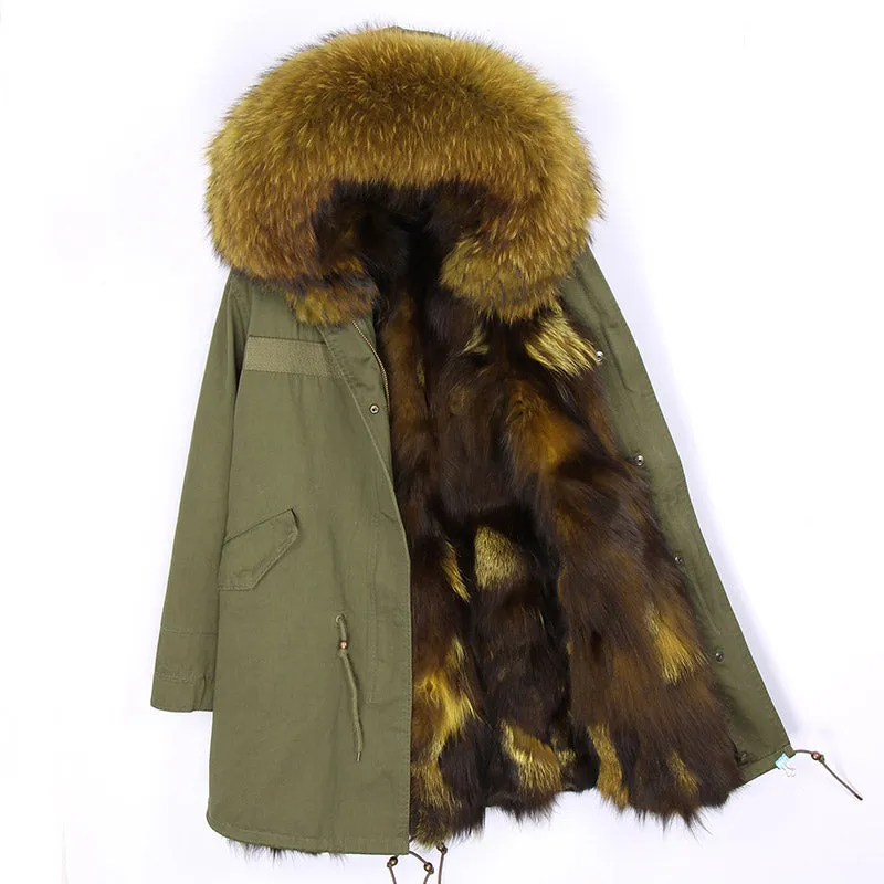 Women's Winter Casual Hooded Thick Long Parka With Fox Fur