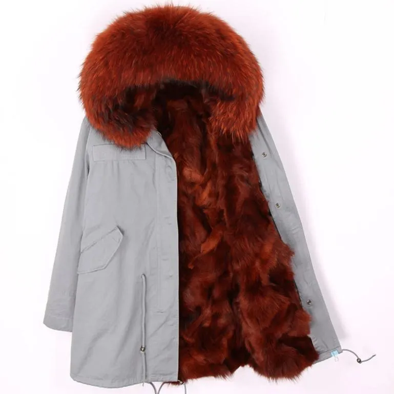 Women's Winter Casual Hooded Thick Long Parka With Fox Fur