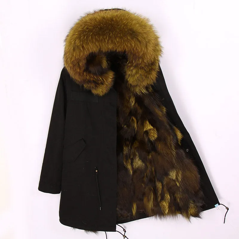 Women's Winter Casual Hooded Thick Long Parka With Fox Fur