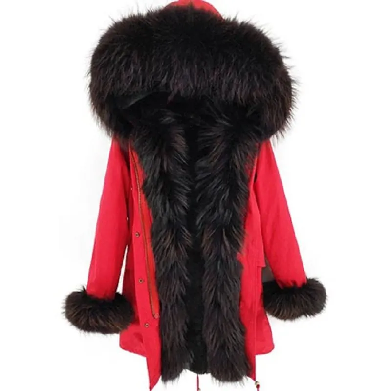 Women's Winter Casual Hooded Warm Parka With Raccoon Fur