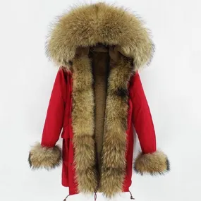 Women's Winter Casual Hooded Warm Parka With Raccoon Fur