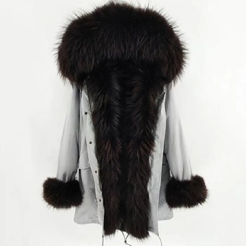 Women's Winter Casual Hooded Warm Parka With Raccoon Fur