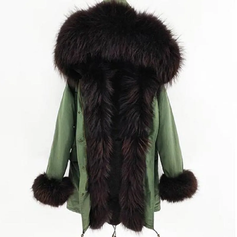 Women's Winter Casual Hooded Warm Parka With Raccoon Fur