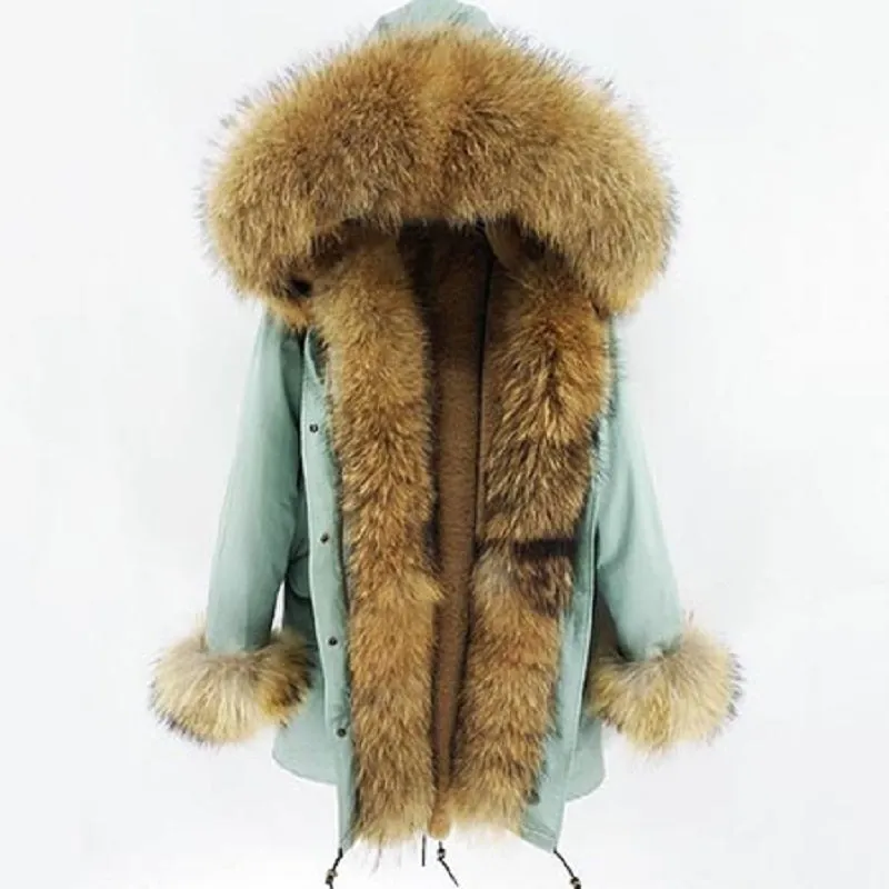 Women's Winter Casual Hooded Warm Parka With Raccoon Fur